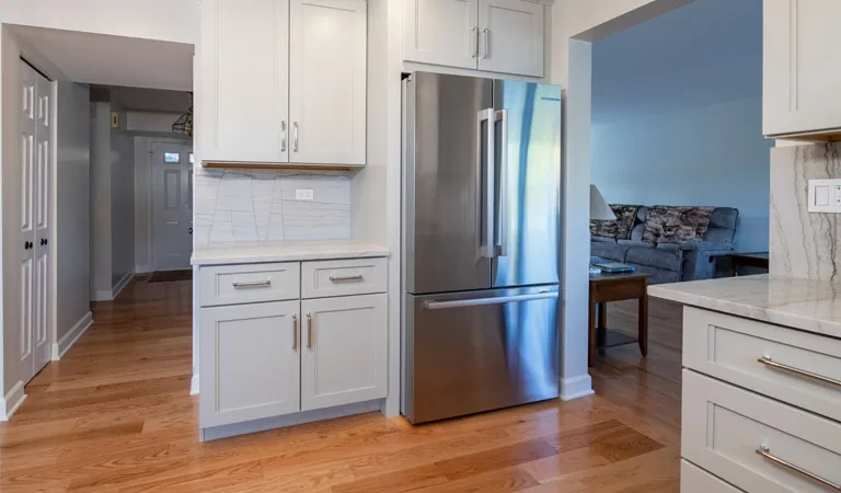 White cabinets, hardwood