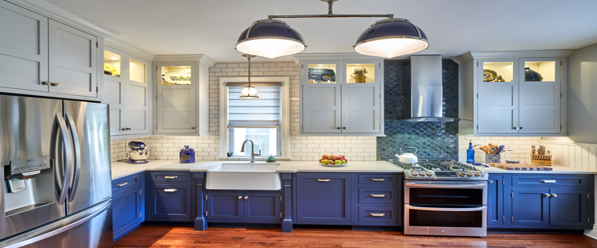 Blue island + subway tile