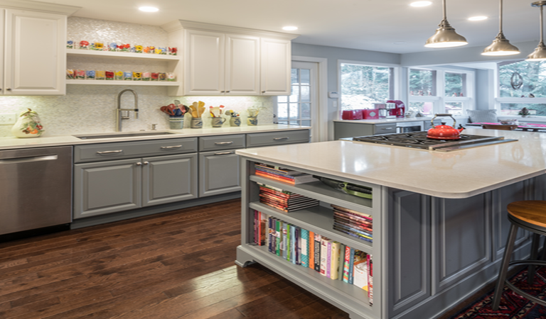 Two-tone white + gray island