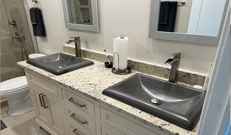 Granite vessel-sink bath