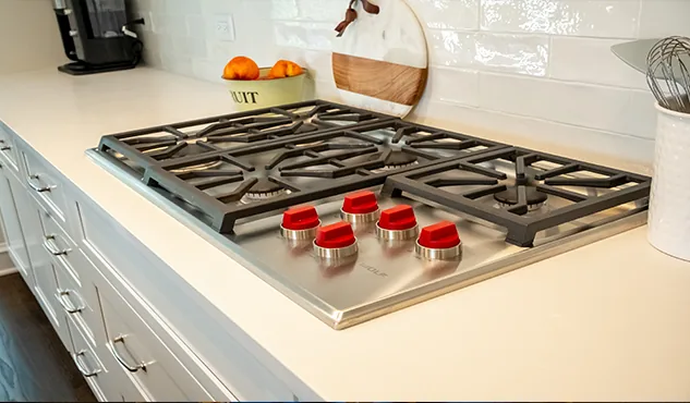 Gas cooktop on quartz